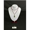 Image 1 : Beautiful Genuine B.C. Jade Pendant w/ Long Genuine Garnet Bead Necklace, Very Long