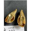 Image 2 : Pretty Signed Napier Pat. Pendings Gold Tone Texture Clip Back Earrings