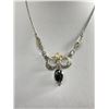 Image 2 : Lovely Sterling Silver Black Alaska Diamond Necklace & Screw Back Earrings Set