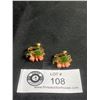 Image 1 : Delicate Vintage Jade & Coral Screw Back Earrings