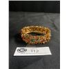 Image 1 : Vintage Detailed Gold Tone Bracelet w/ Semi-Precious Stones & Unique Pin Closure