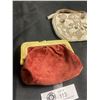 Image 3 : Vintage Beaded Purse Made in Czechoslovakia and Antique Velvet Coin Purse w/ Remnants of Hand Painti