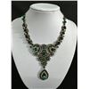 Image 2 : Large Vintage Green White Rhinestone Necklace