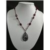 Image 2 : Beautiful Vintage Black and Red Rhinestone and Glass Bead Lavaliar Style Necklace