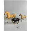 Image 1 : Beautiful Porcelain Clydesdale Horse and Two Ceramcic Light Brown Horses Made in Japan