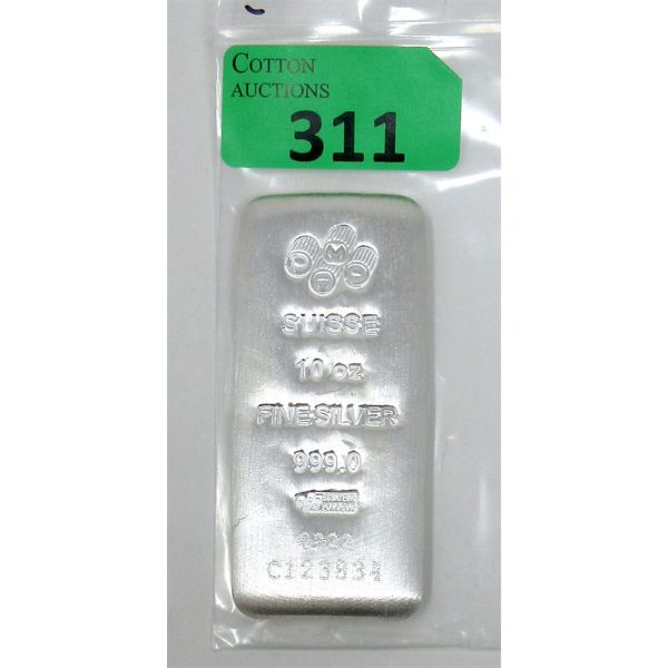 10 Oz .999 Silver PAMP Suisse Serial Numbered Bar