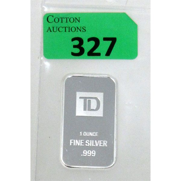 1 Oz .999 Silver TD Bank Investor Bar