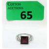 Image 1 : 3 CT Garnet & Diamond Sterling Silver Cocktail Ring