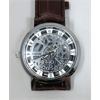 Image 1 : Brand New Silver Tone Skeleton Watch w/ Brown Strap