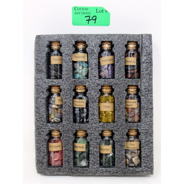 12 Bottles of Gemstones, Crystals & Healing Stones