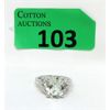 Image 1 : 3.2 CT Green Amethyst & Diamond Sterling Silver Ring