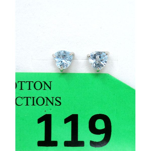 New .925 Silver Blue Topaz Earrings - Heart Cut 