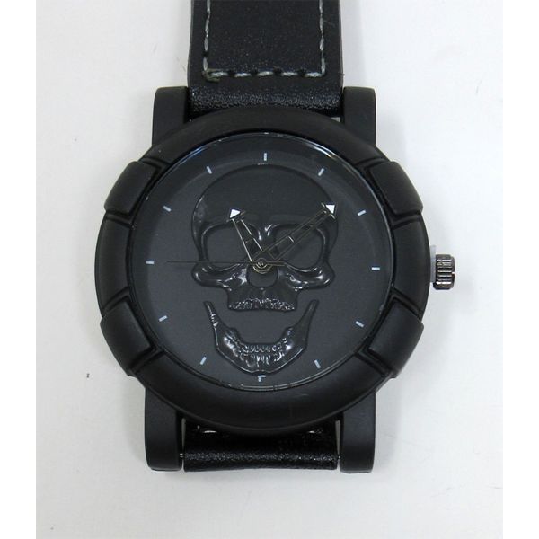 New All Black Watch with Black Skull Face 