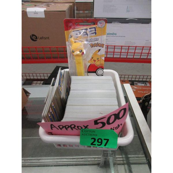 1 Pokemon Pez Dispenser & 500 Pokemon Cards