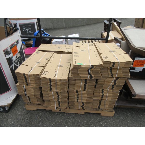 Skid of New Slim Cardboard Shipping Boxes