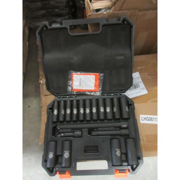 New 1/2  Deep Drive Impact Socket Set w/ Extension Bar