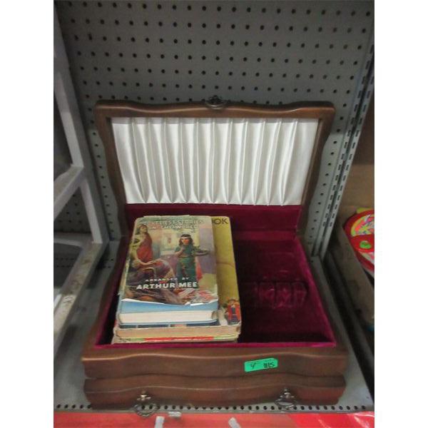 Silverware Chest with Drawer & 3 Vintage Books