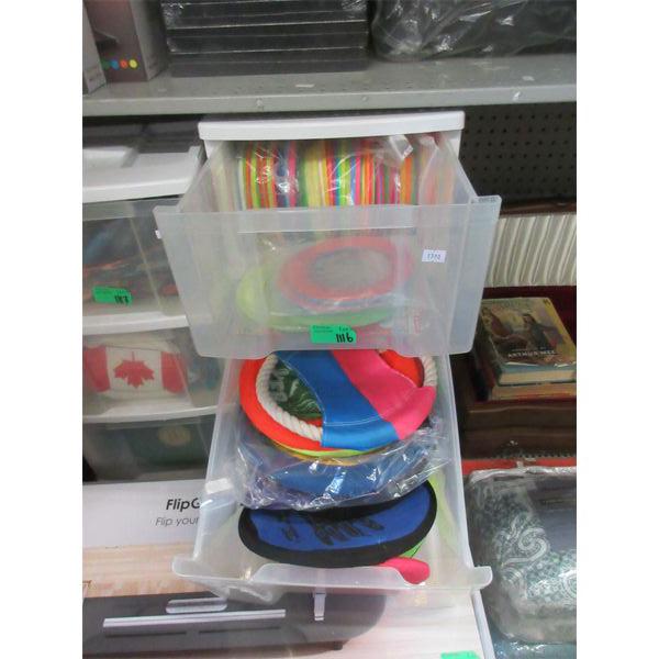 2 Drawer Storage Tower with Flying Disc Toys 