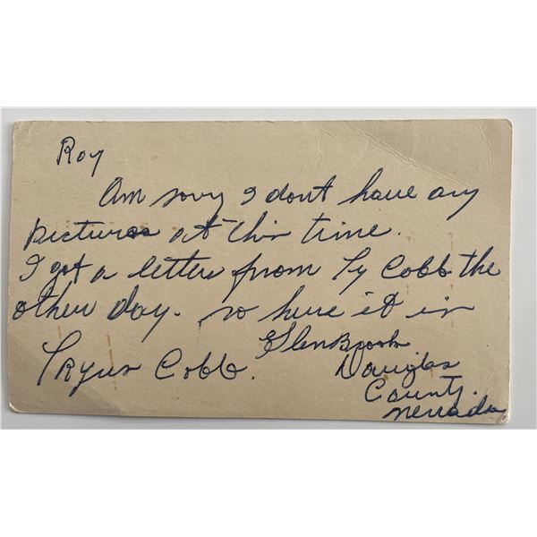 Baseball player Jess Doyle writen note