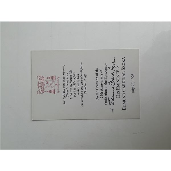 Edmund Casimir Szoka signed card