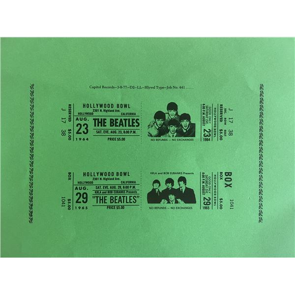 Beatles reproduction concert ticket album prop