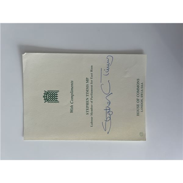 Member of Parliament Stephen Timms original signature