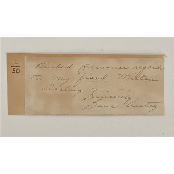 Slim Summerville signed note