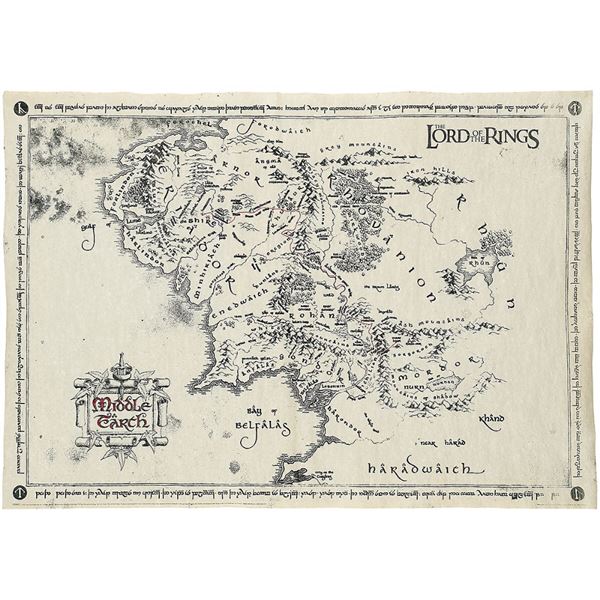 Lord Of The Rings Map Of Middle Earth Prop print
