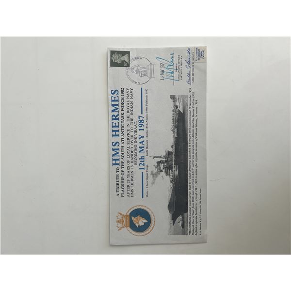 HMS Hermes Royal Navy signed FDC