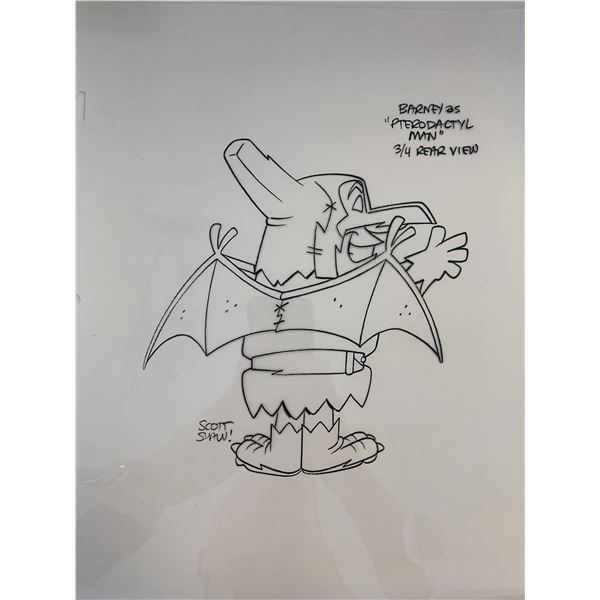 The Flintstones signed original hand drawn Barney Rubble cartoon artwork