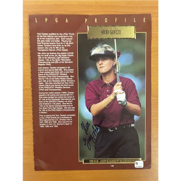 Vicki Goetze signed LGPA profile page