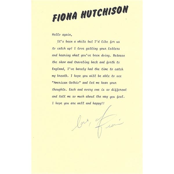 Guiding Lights Fiona Hutchison signed letter