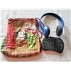 Image 1 : FABRIC CAT BAG WITH WIRELESS Rii MINI KEYBOARD AND HEAD PHONES