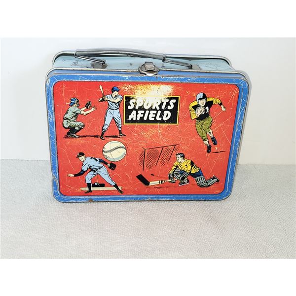 VINTAGE METAL LUNCH BOX SPORTS AFIELD