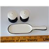 Image 4 : FRENCH SHEF SALT AND PEPPER SHAKER SET WITH UNDERPLATE