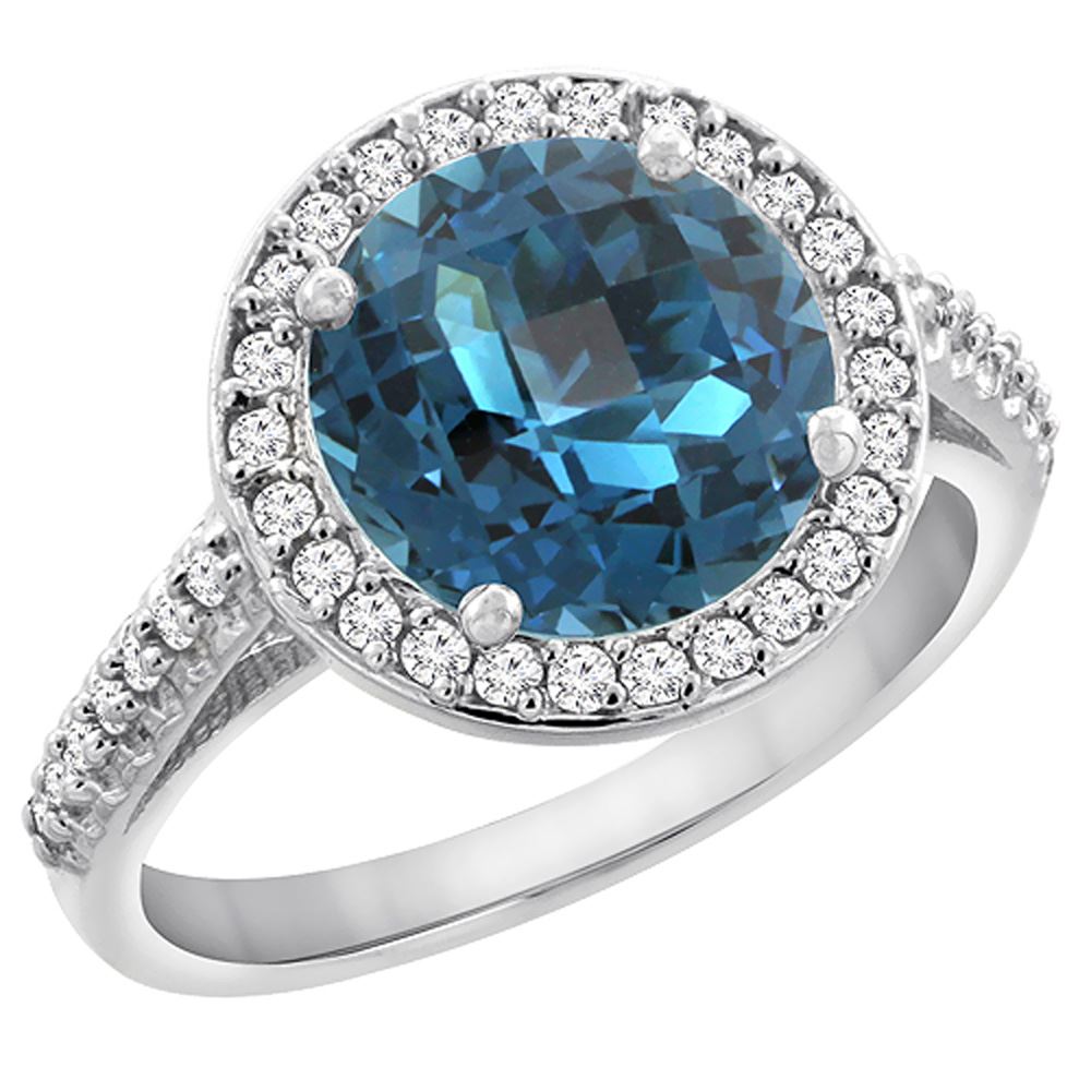 .54ct Blue Topaz Diamond Ring 10KT White Gold main image 1