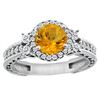 Image 1 : 1.46 CTW Citrine & Diamond Ring 14K White Gold - REF-77A4X