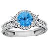 1.46 CTW Swiss Blue Topaz & Diamond Ring 14K White Gold - REF-77Y6V