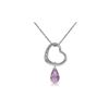 Genuine 2.28 ctw Amethyst & Diamond Necklace 14KT White Gold - REF-40A7K