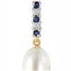 Genuine 4.15 ctw Pearl, Sapphire & Diamond Necklace 14KT Yellow Gold - REF-20M4T
