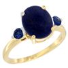 Image 1 : 2.74 CTW Lapis Lazuli & Blue Sapphire Ring 14K Yellow Gold - REF-30A2X