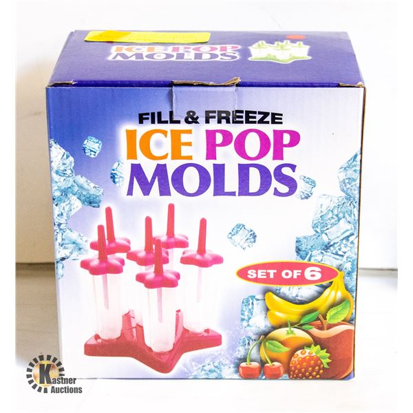 NEW SEALED ICE-POP MOLDS SET OF 6 FILL & FREEZE