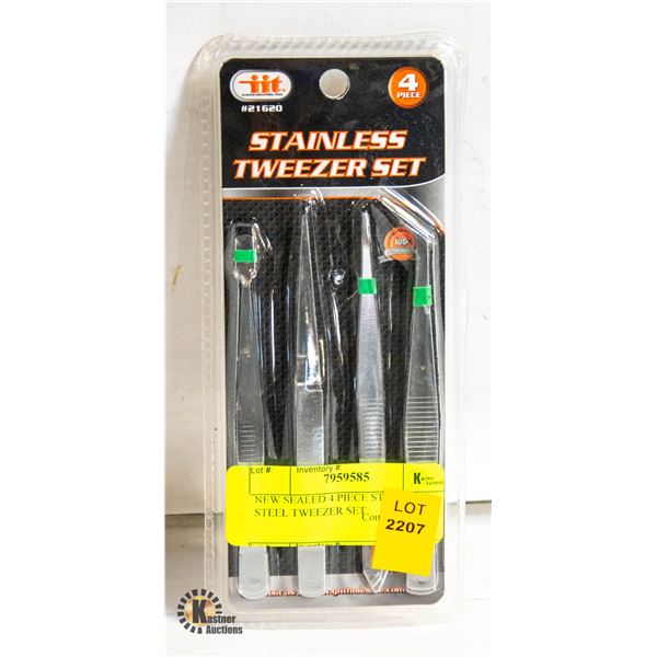 NEW SEALED 4 PIECE STAINLESS STEEL TWEEZER SET