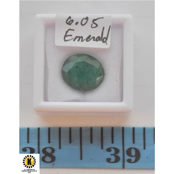 6.05 CT OVAL SHAPED EMERALD COLOR ENHANCED