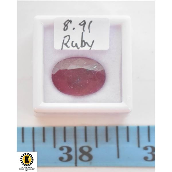 8.91 CT OVAL SHAPED RUBY COLOR ENHANCED