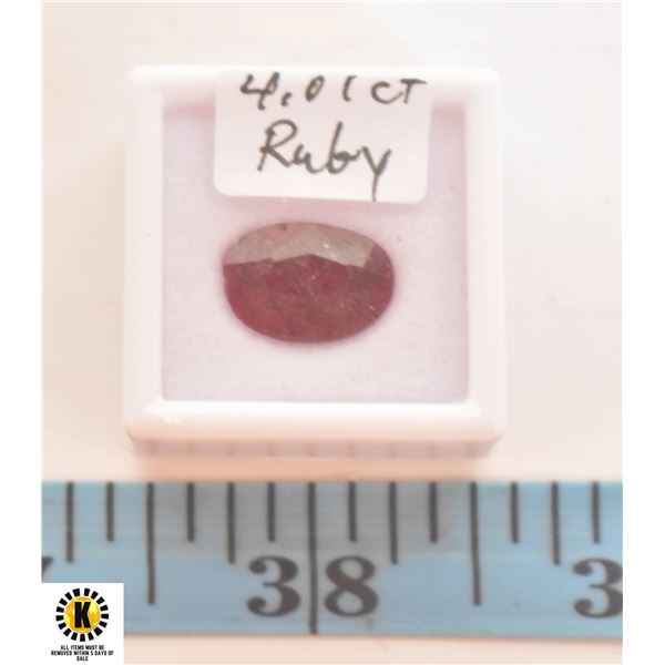 4.01 CT OVAL SHAPED RUBY COLOR ENHANCED