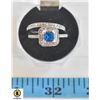 Image 1 : 2 PC WEDDING SET WITH SAPPHIRE BLUE CENTER