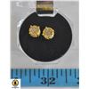 Image 1 : PAIR GOLD TONE EARRINGS WITH CLEAR STONES