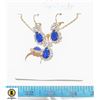 Image 1 : EARRING, NECKLACE AND RING SET WITH SAPPHIRE