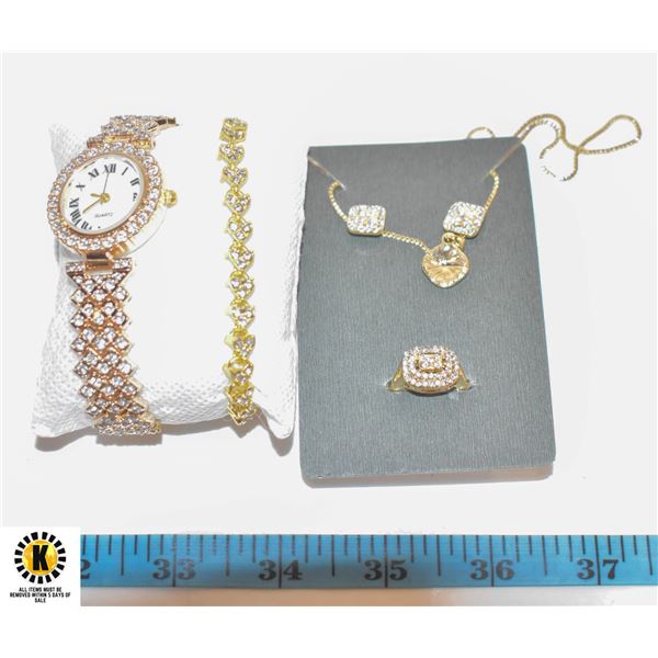 LADIES MATCHING WATCH, EARRING, NECKLACE,